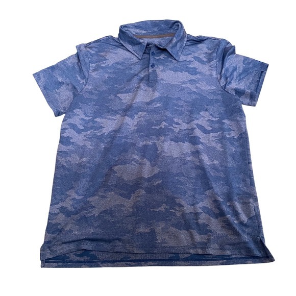 All in Motion Golf Polo Shirt Mens Large Blue Camo Moisture Wicking Athletic - Picture 1 of 5